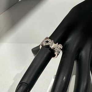 Silver-Tone Love Ring Crystal Accent Ring - White